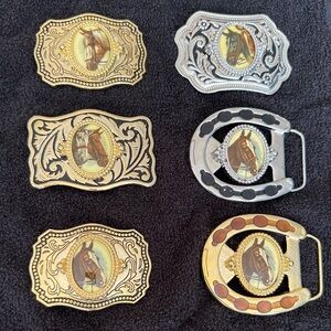 Western Horse Belt Buckles Set of 6